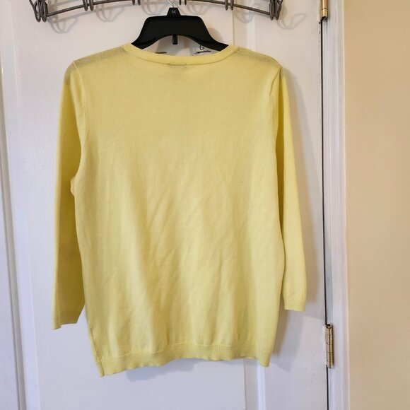 TALBOTS Women’s Yellow Lightweight Pima Cotton Cardigan Sweater Size M pockets - Picture 13 of 13